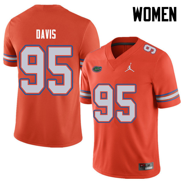 Jordan Brand Women #95 Keivonnis Davis Florida Gators College Football Jerseys Sale-Orange